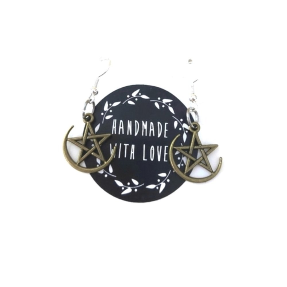 Handcrafted Moon and Star Earrings
